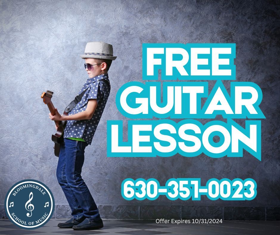 Sign up for guitar lessons by October 31, 2024 and get your first guitar lesson for free!