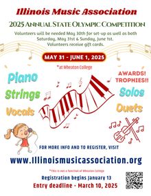 March 8, 2025 is the deadeline to register to participate in the Illinois Music Association Contest. Sign up at the front desk.